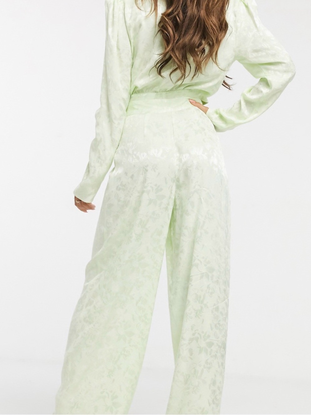 ASOS DESIGN soft jacquard wide leg trousers